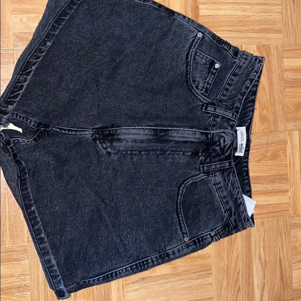 Black high waisted denim shorts